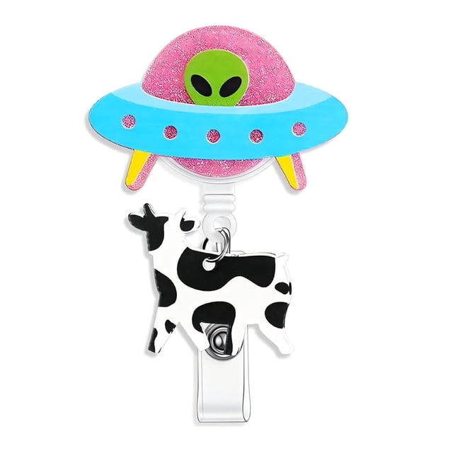 Wzzjkit UFO Cow Abduction Badge Reel