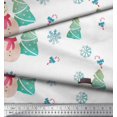 thumbnail image 3 of Soimoi White Rayon Fabric Snowman & Tree Christmas Decor Fabric Printed Yard 42 Inch Wide, 3 of 5