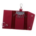 thumbnail image 3 of Portable Leather Key Holder Card Bag Case Purse Men Women Pouch rose, 3 of 8