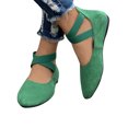 thumbnail image 2 of Ladys Single Shoes Suede Surface Elastic Ankle Strap Soft Sole Pointy Toe Flats Bottom Ballet Rear Ankle Zipper Shoes New Large Size Shallow Mouth Elastic Flat Shoes Green, 2 of 7