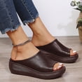 thumbnail image 4 of Penkiiy Sandales à Plateforme pour Femmes à Bout Ouvert, Mules à Talon Compensé, 35, Brun, 4 of 9