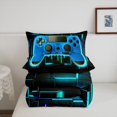 thumbnail image 4 of Blue Gaming Full Size Comforter Sets for Boys - Gamer Comforter Boys Full Size Bedding Set, Neon Lights Abstract Geometry Design Gamer Room Decor, 4 of 5