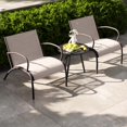 thumbnail image 2 of Gymax Ensemble de 3 Pcs de Chaises de Patio avec Siège en Tissu Courbé, Table Basse Ronde pour Cour Arrière, 2 of 8