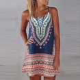 thumbnail image 2 of Fridja Womens Summer Printing Color Block Sleeveless Mini Sundress Sling Skirt Dress, 2 of 5