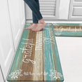 thumbnail image 1 of MeyJey Kitchen Rug Set of 2, Anti Fatigue Kitchen Mat 2 Pieces, Non Skid Waterproof Cushioned Floor Mat and Runner Rug, 17"x28"x0.5"+17"x59"x0.5", Teal/Brown, 1 of 6