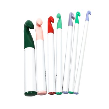 7 Piece Crochet Hooks Set Colorful Knitting Needles with Ergonomic Handle for DIY Weaving Sweater Scarf Yarn Crafts Multiple Sizes Included