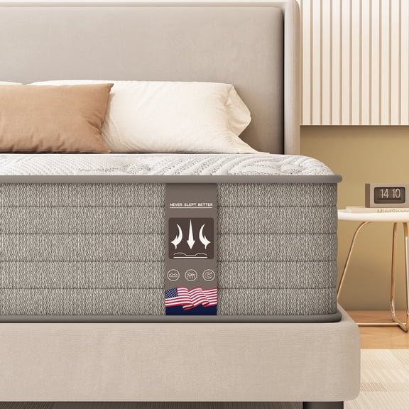 KOW 10 inch Twin Size Memory Foam Hybrid Mattress in a Box, Medium Firm