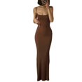 thumbnail image 1 of QJUHUNG Women  Solid Color Long Dress Sexy Bodycon Stretchy Maxi  Lady Spring Fall Summer Spaghetti Strap Dress, 1 of 7