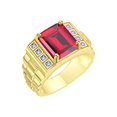 thumbnail image 2 of RYLOS Men's Rings 14K Yellow Gold Designer Style 10X8MM Emerald Cut Shape Gemstone & Diamonds Ruby July Birthstone Rings For Men Size 12, 2 of 6