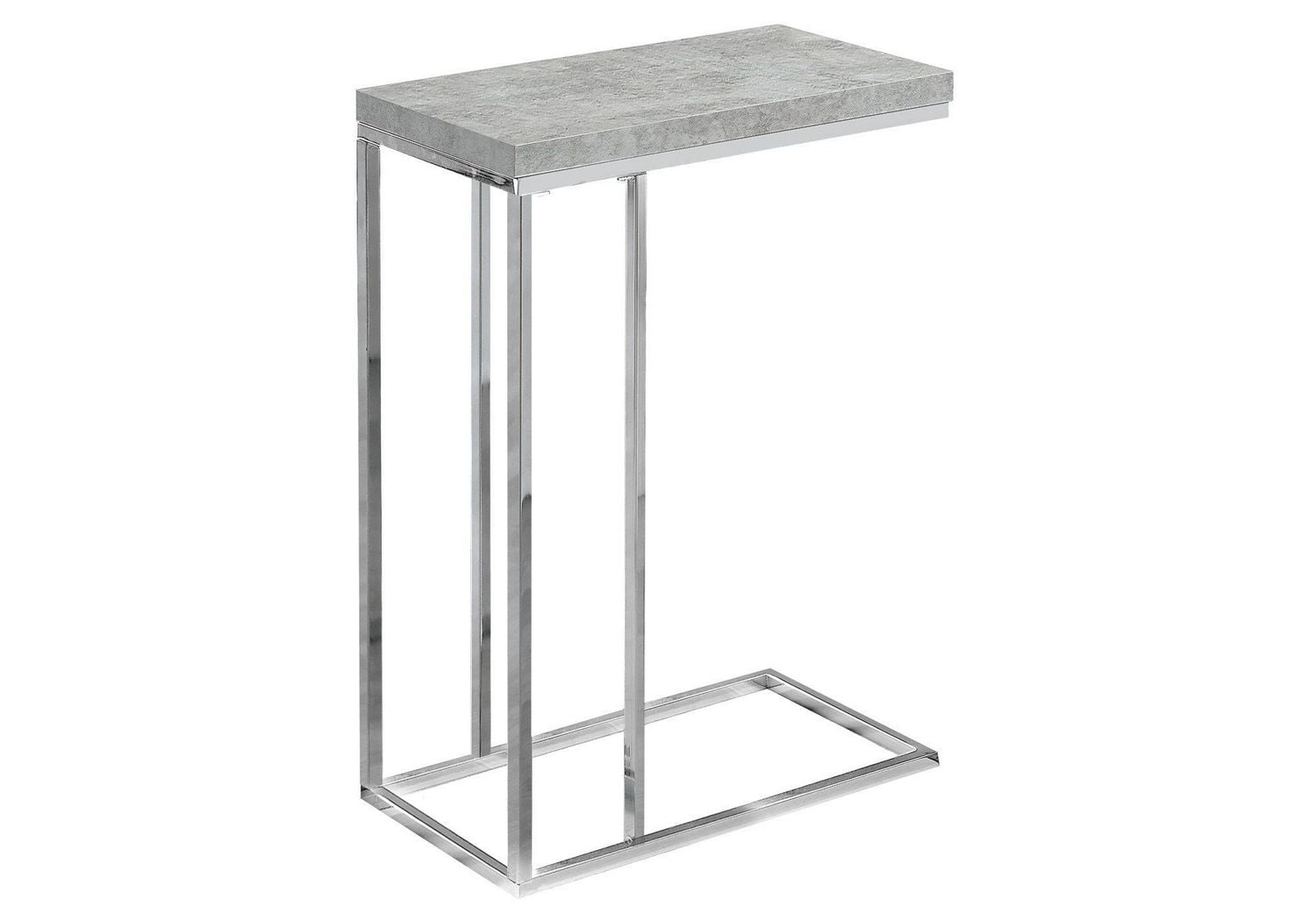 Monarch Specialties Accent Table, C-shaped, End, Side, Snack, Living Room, Bedroom, Metal, Laminate, Grey, Chrome, Contemporary, Modern