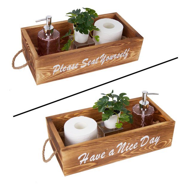 Double-Sided Letter Wooden Storage Box with Rope Household Decorative Ornaments