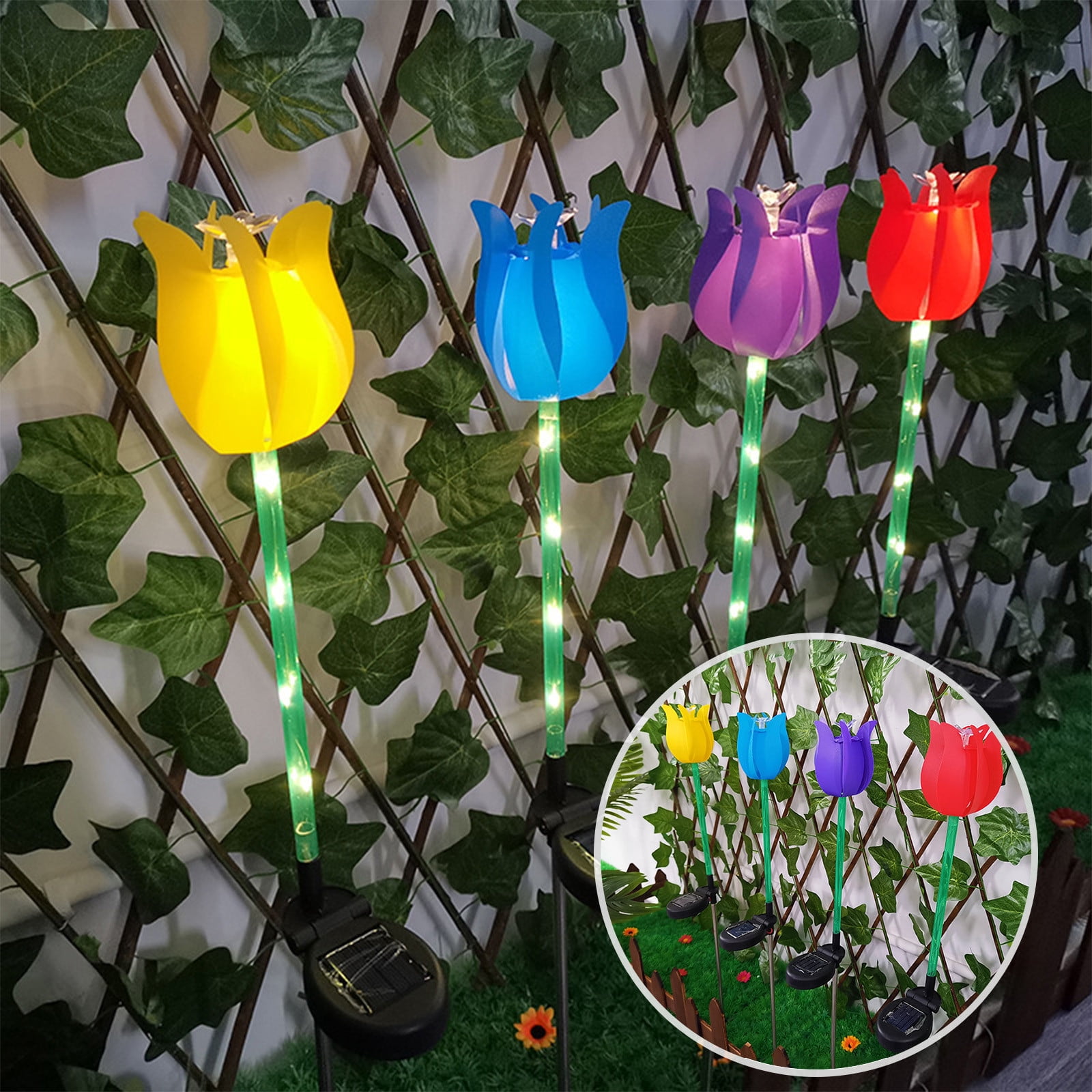 Cagogo 4Pcs Solar Windmill Lights, Outdoor Solar Powered Garden Lights That Dance With Wind, Decorative Solar Tulip Lights for Lawn Yard Patio, Waterproof Solar Ground Lights for Landscape Decor