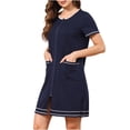 thumbnail image 4 of Timegard Robe de Nuit pour Femmes à Col Rond avec Fermeture Éclair, Manches Courtes, Fente Latérale, Robe Décontractée de Maison avec Poches, 4 of 7