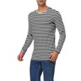 thumbnail image 4 of INSPIRE CHIC T-Shirt pour Homme à Rayures Col Rond Manches Longues Chandail Haut 38 Blanc Noir, 4 of 7
