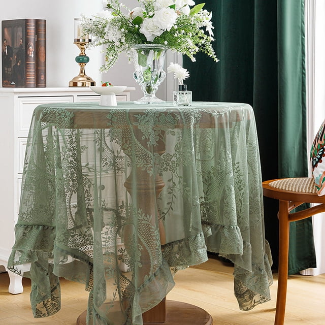 Lace Tablecloth Living Room TV Cabinet Dusts Cover Round Table Decorative Tablecloth Suitable For Multiple Situatiom Decorative Tablecloth