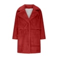 thumbnail image 4 of LSLJS Women Long Sleeve Lapel Plush Coat Fashion Solid Color Warm Coat, 4 of 6
