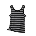 thumbnail image 1 of Ymauqau Débardeurs pour Femmes Grande Taille Doux et Confortables à Encolure Dégagée Rayés Sans Manches T-Shirts Basiques Décontractés Camisoles, 1 of 5