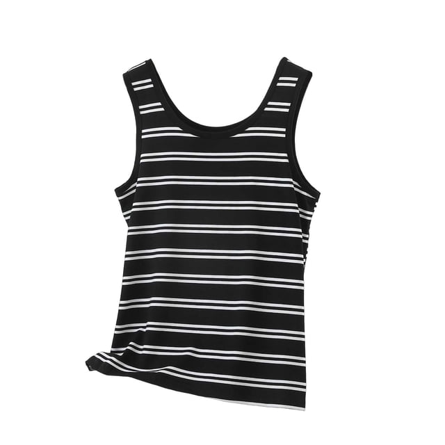 Ymauqau Débardeurs pour Femmes Grande Taille Doux et Confortables à Encolure Dégagée Rayés Sans Manches T-Shirts Basiques Décontractés Camisoles