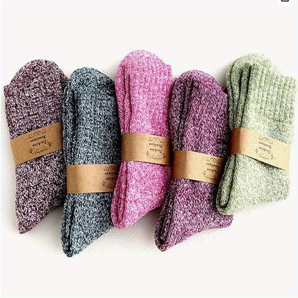 AAOMASSR 5 Pairs Of Winter Thick 25% Wool Socks  Solid Color Casual Warm Socks  Boots And Socks For Both Men And Women