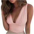 thumbnail image 2 of EGNMCR Camisoles pour Femmes Femmes Dames Été Col en V Uni Décontracté Sans Manches Blouse Hauts Chemise, 2 of 5