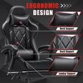 thumbnail image 3 of Homall Gaming Chair with Footrest Massage Office Chair Computer Racing Chair High Back PU Leather Chair, Black, 3 of 7