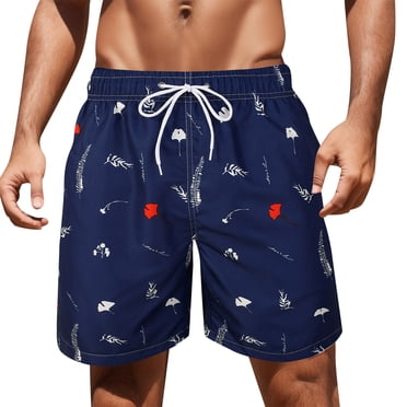 Ketyyh-chn99 Men's Boxer Shorts Beach Fashion Men's Swim Trunks Swimsuits Beach Bathing Suits Swimming Board Shorts Dark Blue,S