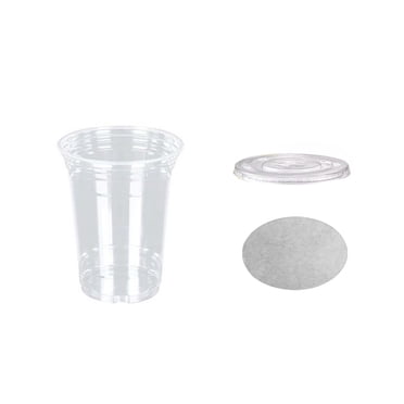 Tasses à Café Jetables,Tasse de Thé au Lait Jetable Tasse de Boisson Froide en Plastique Jetable Tasse de Thé aux Fruits et au Citron Jetable Tasse de Café Commerciale à Haute Transparence 360 ml,Tasses en Plastique avec Couvercles