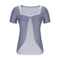 thumbnail image 4 of Timegard Hauts d'Été pour Femmes Grande Taille Carré V Neck Croisé Manches Courtes Décontracté Confortable Hauts Blouse, 4 of 6