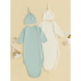 thumbnail image 4 of Gupgi 2 Pack Newborn Baby Sleeping Sack 0-3 Months Solid Color Long Sleeve Baby Swaddle Sleep Bag and Hat, 4 of 9