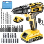 21V Cordless Drill Set, Multifunctional Home Tool Kit, Handheld Electric Screwdriver with Optional Battery & Charger, Portable Drill with Toolbox for DIY & Repairs