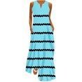 thumbnail image 1 of Dvkptbk Women's 2024 Robes d'Été Mode à Rayures Imprimées Sans Manches à Col en V à Étages Fluides Robe de Plage Vacances Fête Longue Robe Débardeur Maxi, 1 of 5