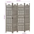 thumbnail image 4 of vidaXL Hand carved 4-Panel Room Divider Grey 160x165 cm Solid Mango Wood, 4 of 5