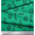 thumbnail image 2 of Soimoi Green Rayon Crepe Fabric Explore The World Text Printed Craft Fabric by the Yard 46 Inch Wide, 2 of 5