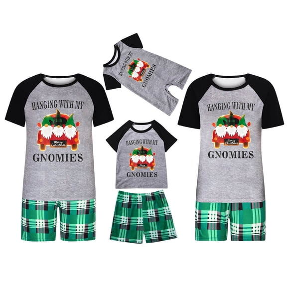 Pyjama de Noël pour Chien, Ensemble à Manches Courtes Élégant avec Imprimé des Fêtes pour Agencer Parent-Enfant