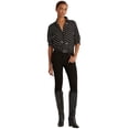 thumbnail image 2 of Lauren Ralph Lauren Wave-stripe Georgette Shirt Polo Black Large, 2 of 5