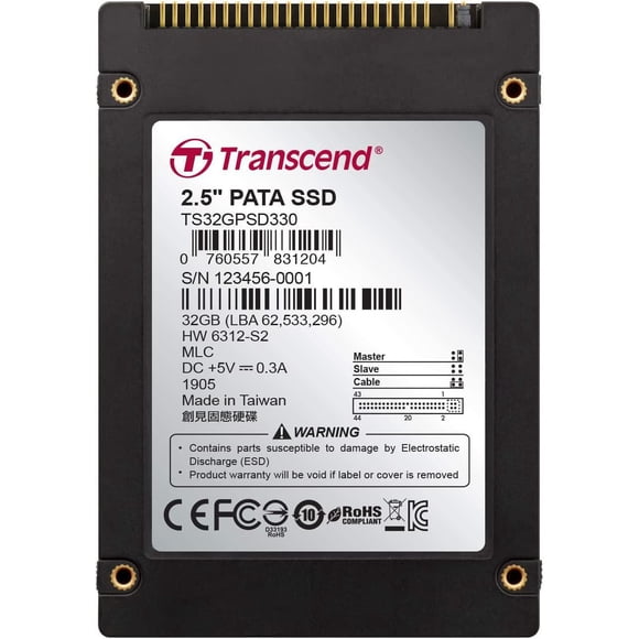 TRANSCEND 32GB, 2.5" SSD, PATA, MLC (TS32GPSD330)