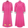 thumbnail image 1 of Moggemol Robe de Clergé d'Église pour Homme avec Étole Costume de Prêtre pour Jeu de Rôle Manches Longues Croix Dorée Soutane Rose P, 1 of 7