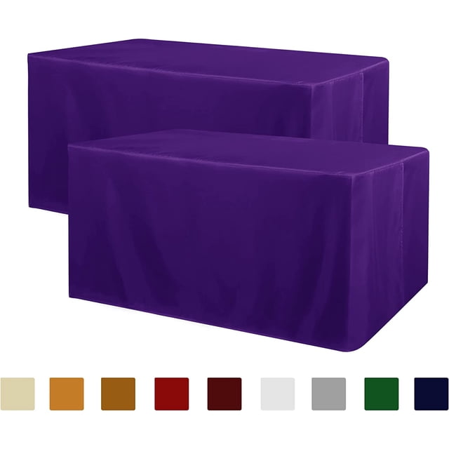 ORUYROP 2 Pack Table Clothes for 4 Foot Rectangle Tables-Water Resistant Washable Fabric Polyester Rectangle Table Cover Protector for Wedding, Banquet and Trade Shows, 48L x 24W x 30H Inches,