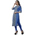 thumbnail image 4 of Moomaya Kurtis Droits Imprimés pour Femmes, Col en V, Manches Retroussables, Kurta Tunique, 4 of 6