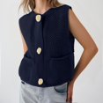 thumbnail image 2 of GPOECD Gilet Mode pour Femme en Crochet à Lacets avec Design Ajouré Bleu Marine,G, 2 of 5