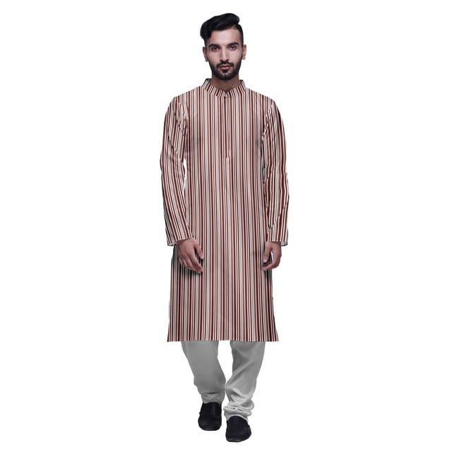 Atasi Ensemble Kurta-Pyjama Long en Coton pour Hommes, Kurta-Pyjama Décontracté de Designer, Vêtements