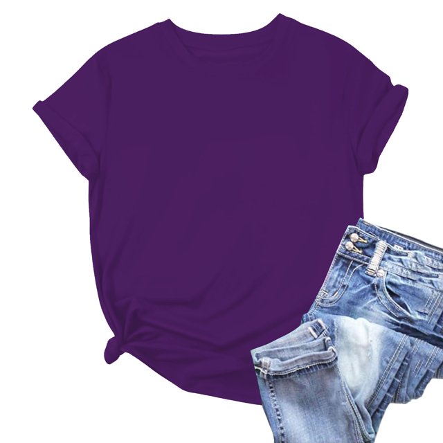Weiqiqre Shirts for Women Crew Neck Basic Tee - Fashion Summer Spring Tops - Oversized T Shirts for Women