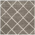 thumbnail image 1 of Safavieh Hudson Shag Collection SGH281B Grey and Ivory Square Area Rug, 7 feet Square (7' Square), 1 of 5