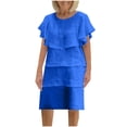 thumbnail image 2 of Gspmoly Robes Grande Taille pour Femmes aux Formes, Robe Décontractée pour Femme de Couleur Unie avec Châle, Col Rond, Robe à Col Rond, Robe de Cocktail jusqu'à 70 % de Rabais, 2 of 6