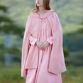 thumbnail image 2 of Womens Cape Hooded Cardigans Fahsion Cloak Long Poncho Solid Color Open Front Outwear Plus Size Winter Coat, 2 of 7