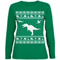 thumbnail image 1 of Dinosaurs Chandail de Noël Laid Vert T-Shirt à Manches Longues pour Femmes, 1 of 1