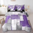 thumbnail image 1 of YST 7-Piece Purple Grey White Ombre Comforter Set, Full – Modern Graffiti Aesthetic, Gradient Design, 1 of 4