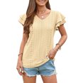 thumbnail image 2 of Birdeem Mode Femmes Été Col en V Uni Manches Courtes Aguichant Haut Blouse, 2 of 6