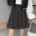thumbnail image 4 of Mrat Women Mini Skirt Pleated A-Line Skirt Layered Ruffle A Line Women's Pencil Skirt Drawstring Ruched Ruffle Solid High Waist Bohemian Hippie Style Skirts Short Skirt Gray_EE XXL, 4 of 9