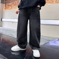 thumbnail image 2 of dmqupv Baggy Jeans Kids Boy Boys Jeans Wide Leg Children Boys Clothing Big Kids Handsome Sports Pants Black,Size for 13-14 Years, 2 of 8